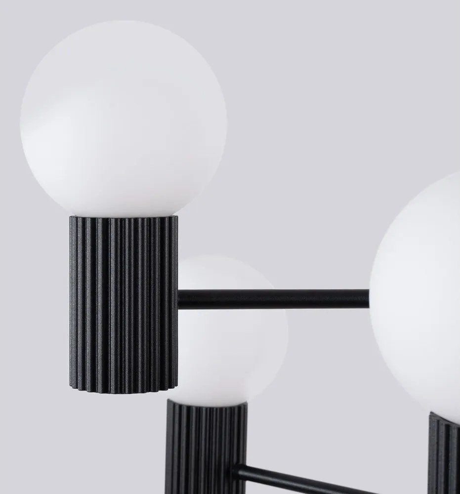 Lustră neagră cu abajur din sticlă Orbital – Sollux