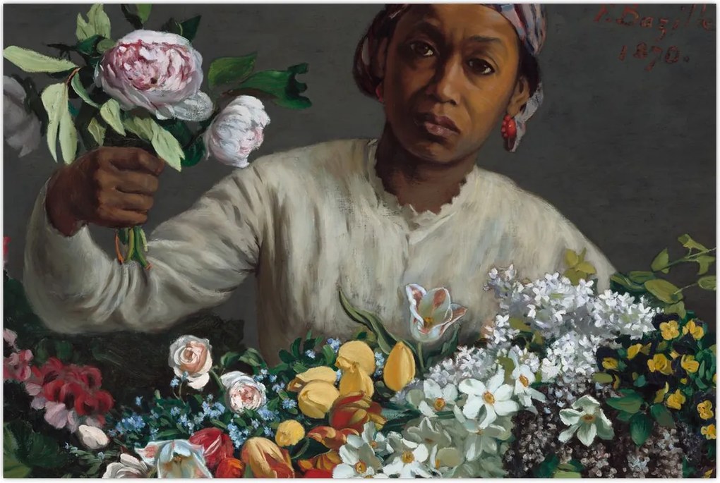 Tablou - Frédéric Bazille, Young Woman with Peonies, reproducere (90x60 cm)