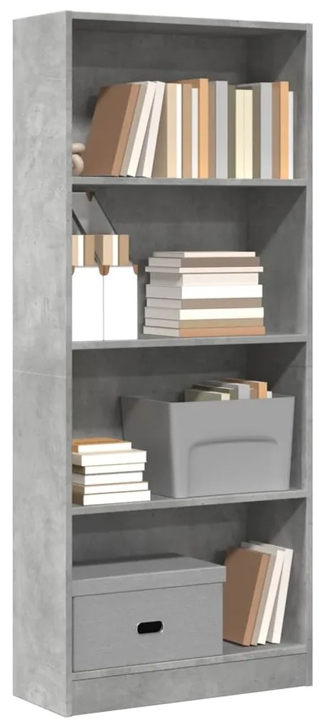 857815 vidaXL Bibliotecă, gri beton, 60x24x143 cm, lemn prelucrat