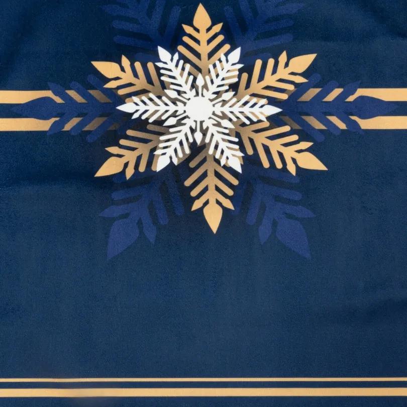 Traversă pentru masă de Crăciun în albastru cu model de fulg de nea auriu Lățime: 40 cm | Lungime: 140 cm