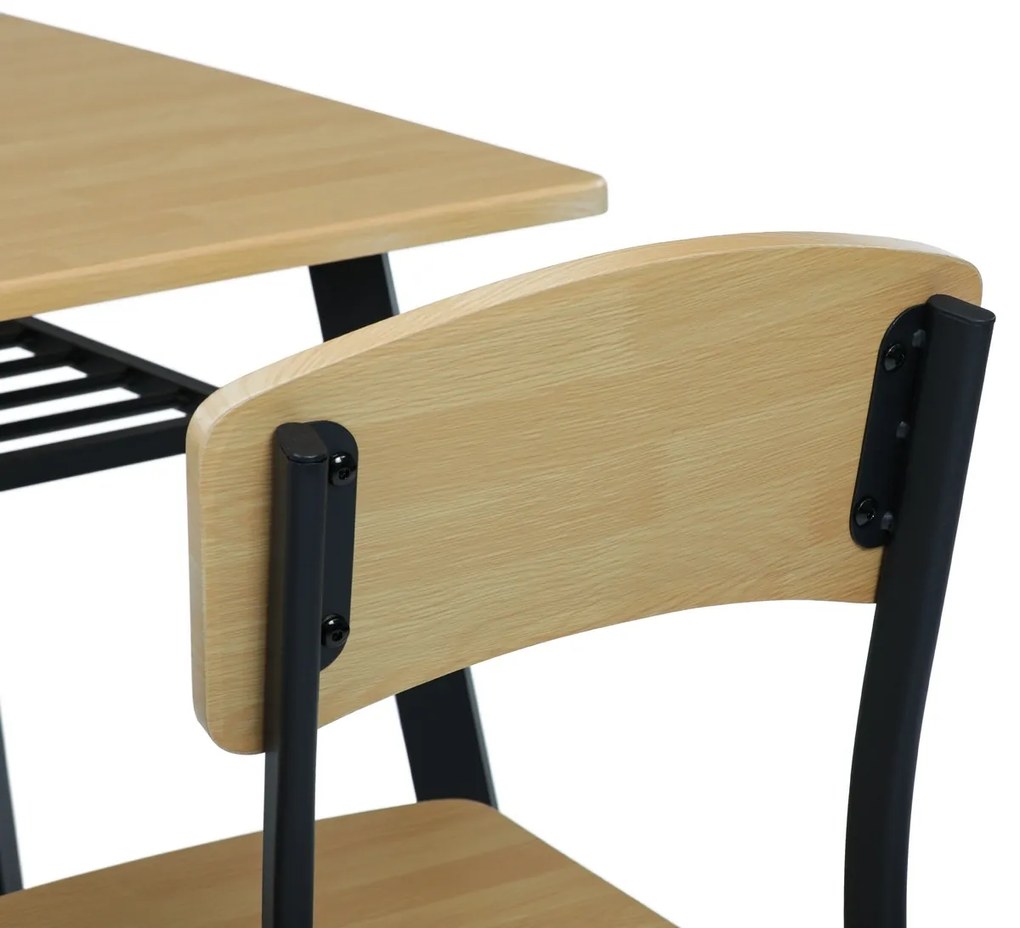 Set de masă Industrial cu 4 scaune, 110 x 70 x 76cm, maro