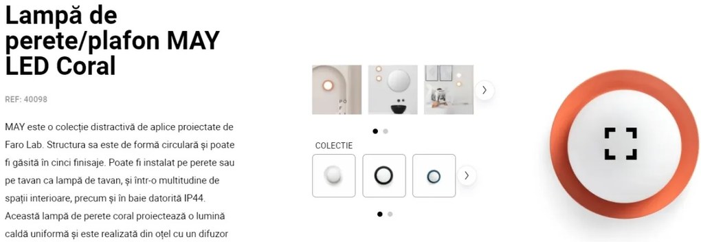Mini Aplica LED de perete / tavan design modern IP44 MAY Coral