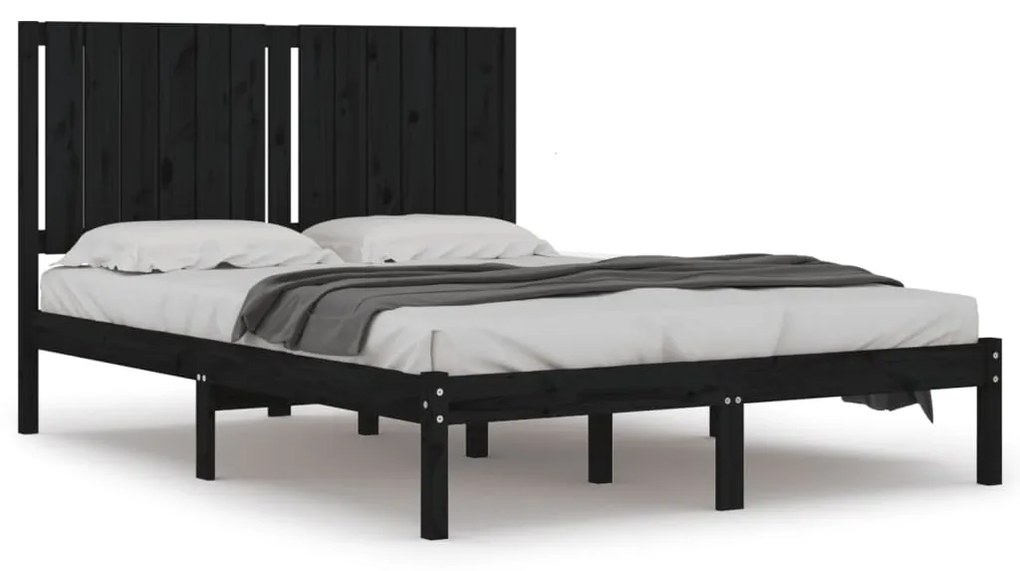 3104417 vidaXL Cadru de pat, negru, 140x200 cm, lemn masiv de pin