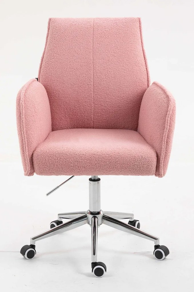 HR280K Scaun Roz Pudra Boucle cu Bază Cromata
