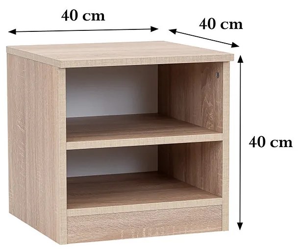 Noptieră Miami deschisă 40x40 cm stejar sonoma-stejar sonoma