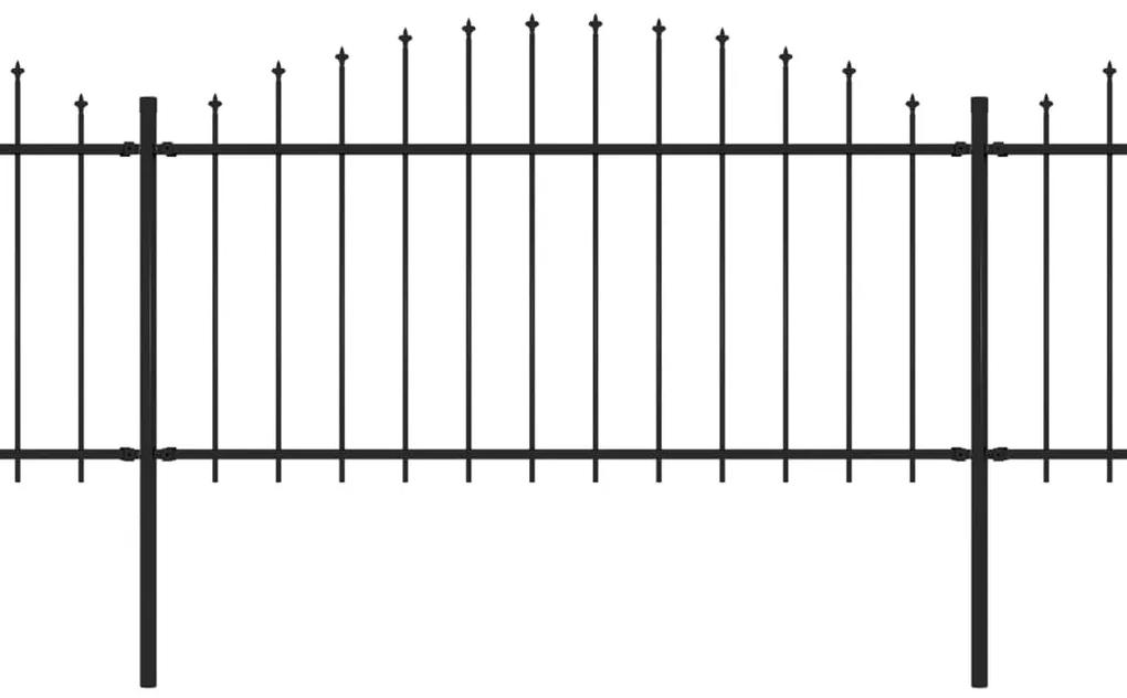 Gard de gradina cu varf sulita, negru, (1,25-1,5)x8,5 m otel 1, 125-150 cm, 8.5 m