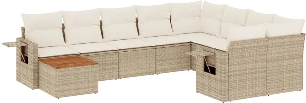 vidaXL Set canapele de grădină cu perne, 10 piese, bej, poliratan