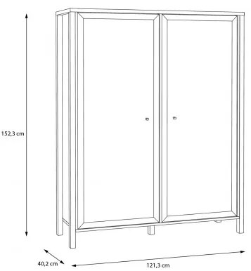 Vitrina High Rock, Negru & Natur, 152.5 x 40 x 121.5 Cm