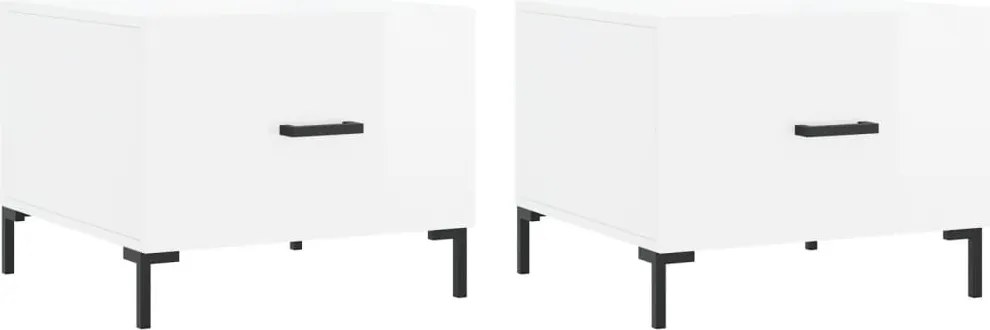 vidaXL Măsuță de cafea, 2 buc., alb extralucios, 50x50x40 cm