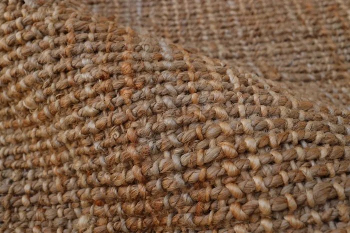 Covor din iută împletit manual, antiderapant, maro natural, 140 x 200 cm, 3000 GSM, „Jute Carpet"