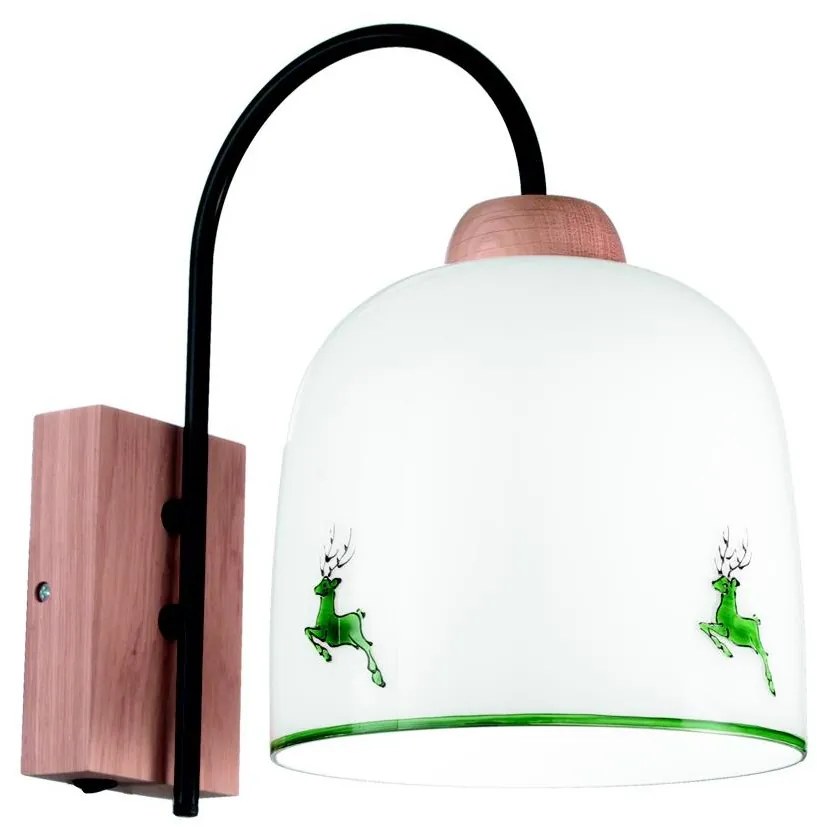 Lampă de perete NONNA 1xE27/60W/230V căprioară stejar/alb/verde Kolarz A1352.61.G.100