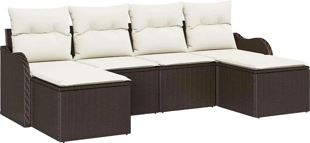 vidaXL Set de canapele pentru grădină cu pernă 6 pcs Maro Rattan poli