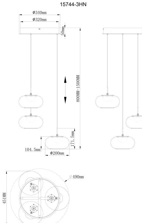 Lustra suspendata cu 3 pendule LED QUINTARA