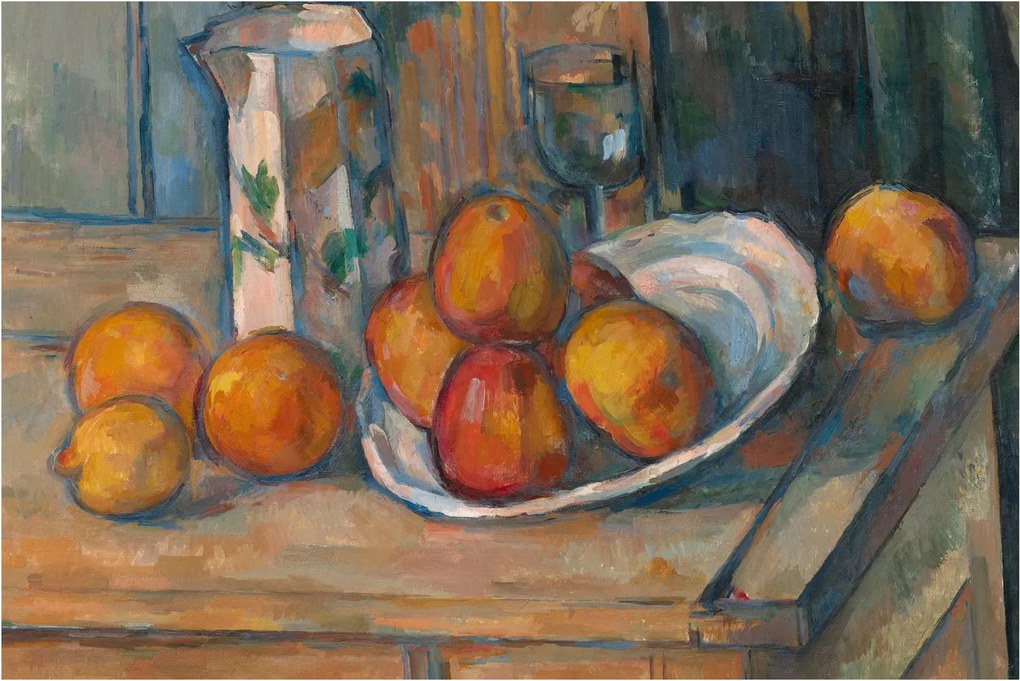 Tablou - Paul Cézanne, Still Life with Milk Jug and Fruit, reproducere (90x60 cm)