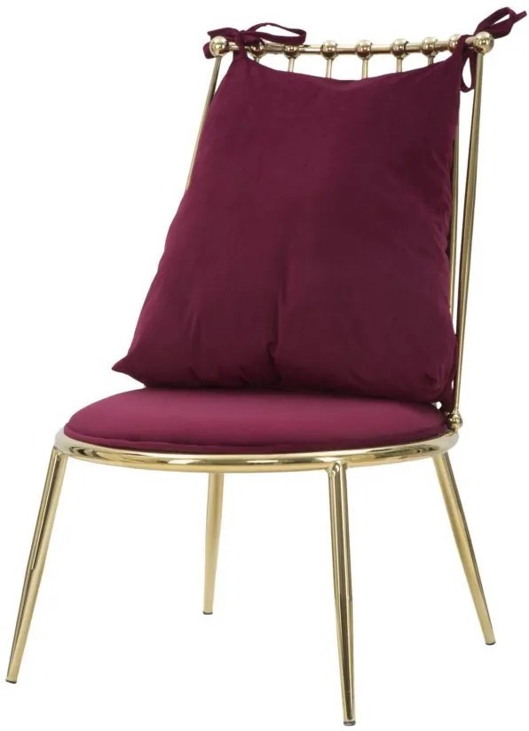 Scaun dining auriu / bordo din metal si stofa, 55 x 60 x 83 cm, Glam Backy Mauro Ferreti