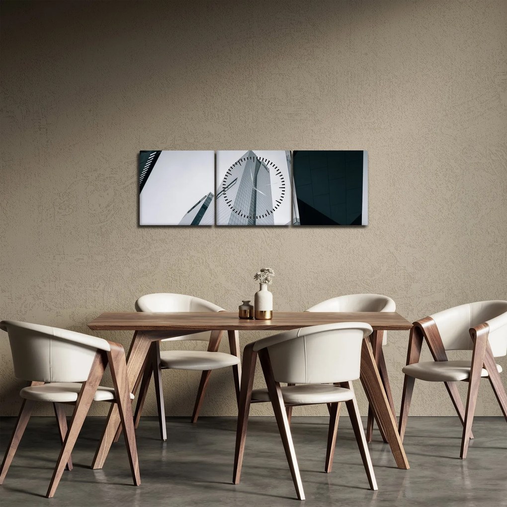 Tablou - Zgârie-nori (cu ceas) (90x30 cm)