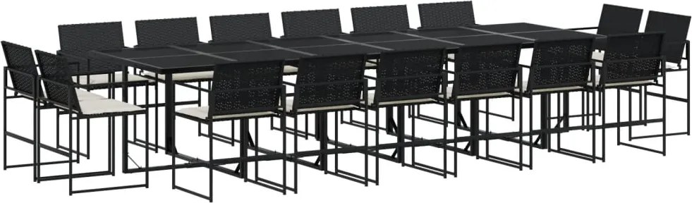 vidaXL Set mobilier de grădină cu perne, 17 piese, negru, poliratan