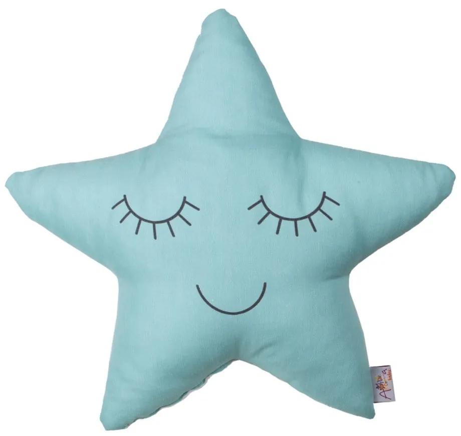 Pernă din amestec de bumbac pentru copii Mike & Co. NEW YORK Pillow Toy Star, 35 x 35 cm, turcoaz