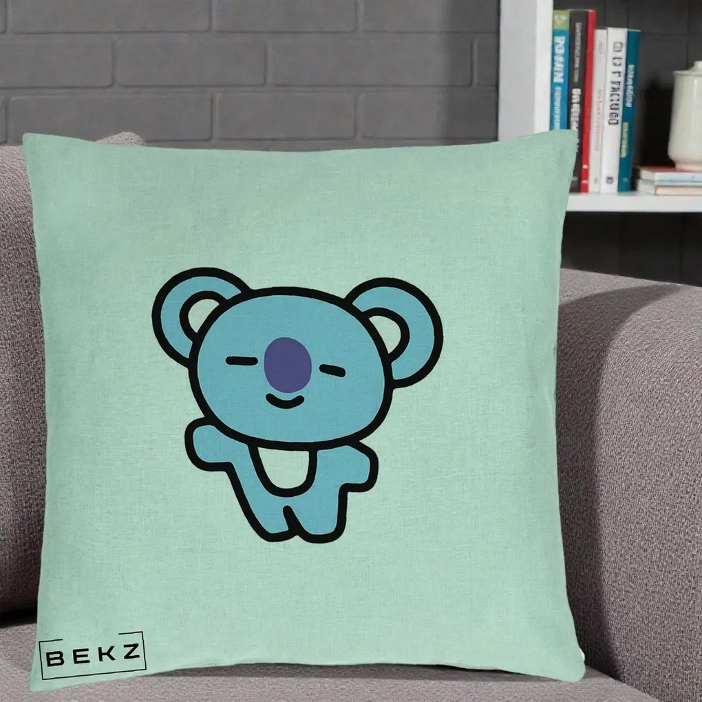 Perna Personalizata BT21 Koya Kawaii, 40x40 cm, Verde Menta, Husa Detasabila, Perna Inclusa, BEKZ®