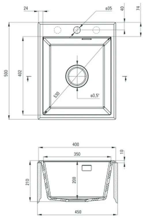 Chiuveta bucatarie compozit fara picurator antracit mat Deante Eridan Antracit mat