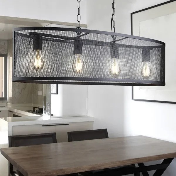 Searchlight - Lustră pe lanț FISHNET 4xE27/60W/230V negru