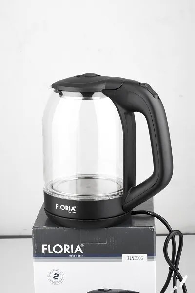 Cana fierbator din sticla FLORIA ZLN3505, Leduri iluminare apa, Putere 1500 W, Capacitate 1.8L