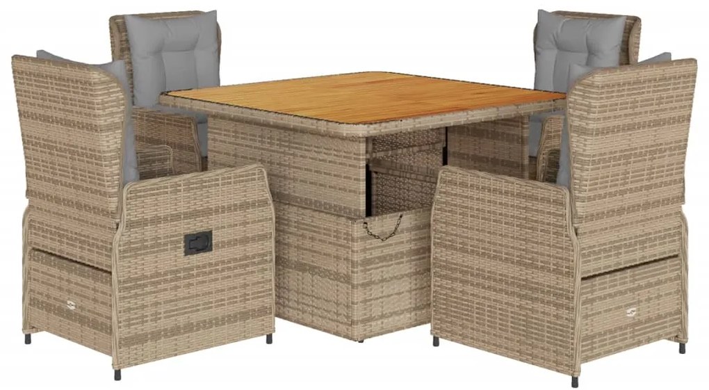 3262773 vidaXL Set mobilier de grădină cu perne, 5 piese, bej, poliratan