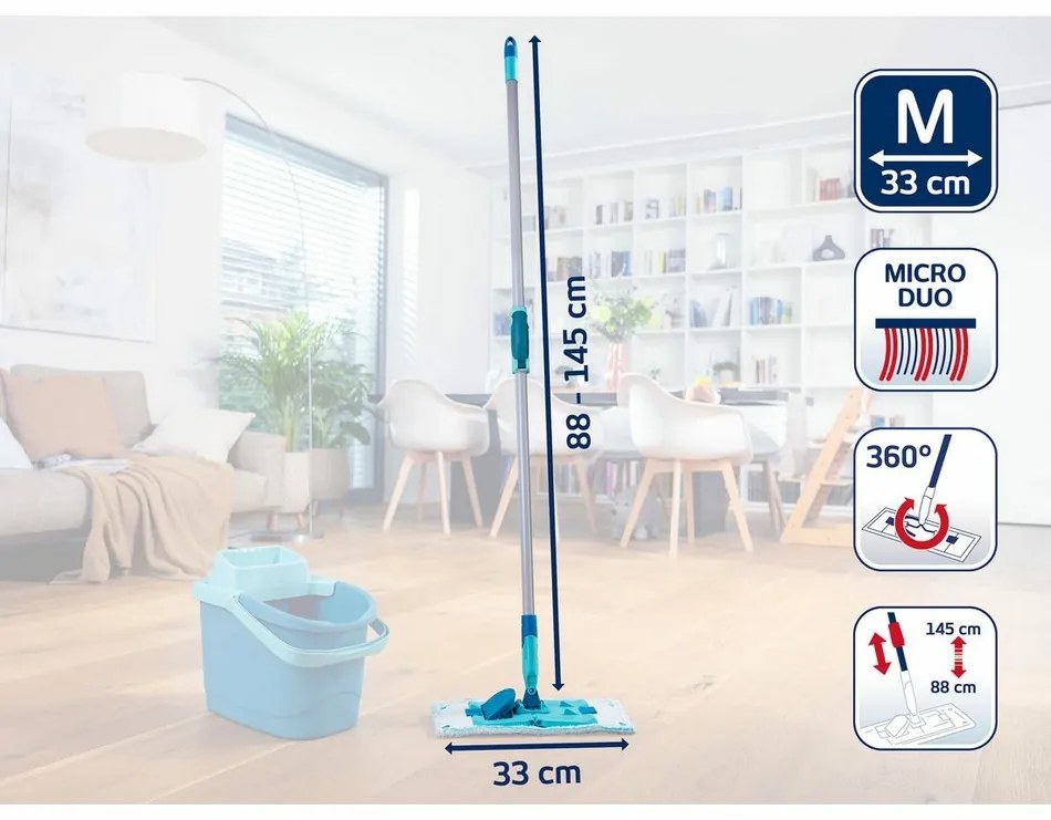 Leifheit Mop PowerClean M micro duo cu bară telescopică