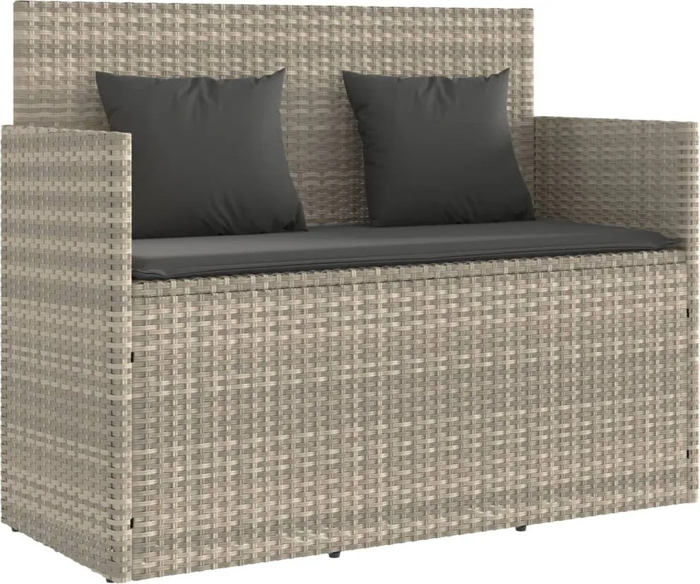 vidaXL Bancă de grădină cu pernă, gri deschis, poliratan