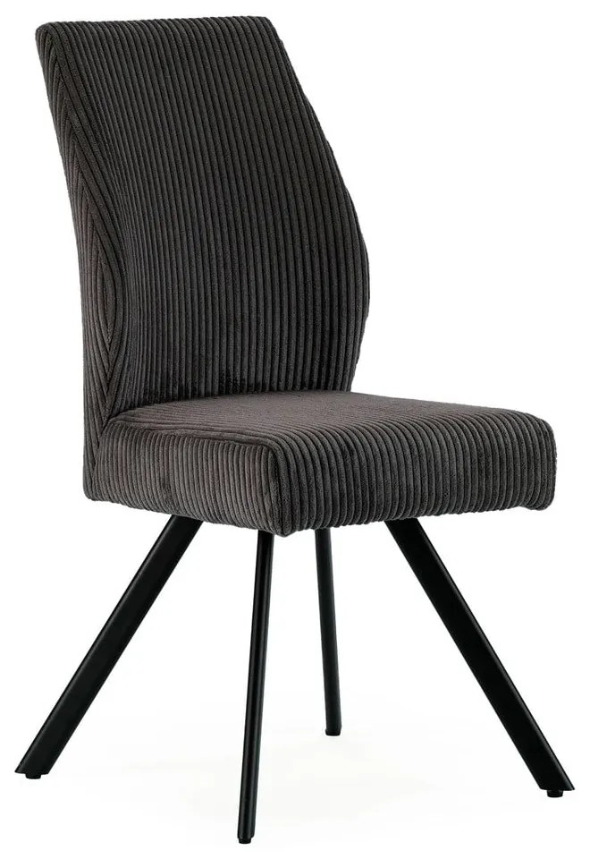 Scaune de dining gri-închis 2 buc. din catifea reiată Anibal – Marckeric