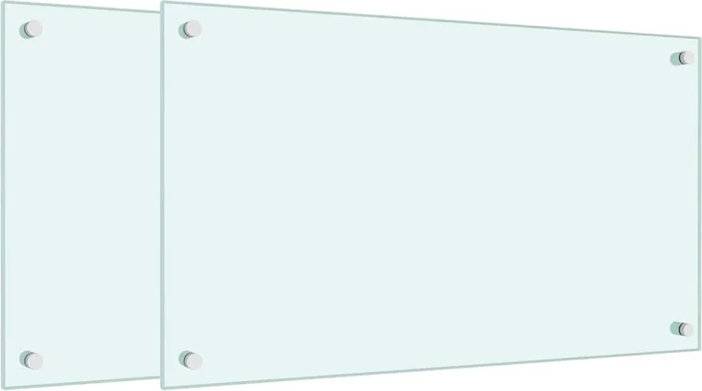 vidaXL Panou antistropi bucătărie 2 buc. alb 70x40cm sticlă securizată
