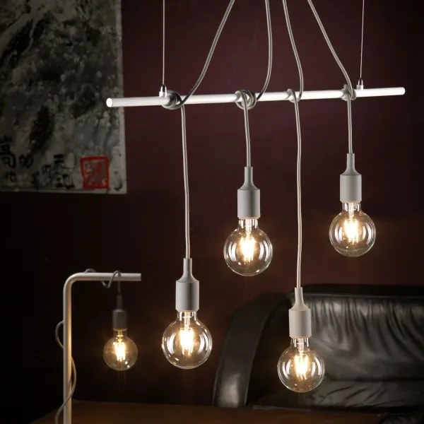 Lustră pe cablu ONLI WIRE 4xE27/15W/230V gri/alb