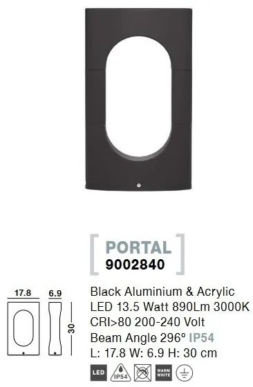 Stalp LED mic pentru iluminat exterior IP54 PORTAL