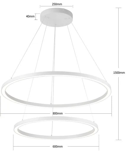 Brilagi - Lustră LED PORTOFINO, dimabilă, suspendată pe cablu, 98 W, 230 V, Ø 80 cm, albă + telecomandă