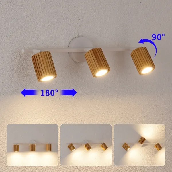 Brilagi - Plafonieră cu 3 spoturi MODERN WOOD, 3x GU10/8W/230V, lemn de cauciuc/alb