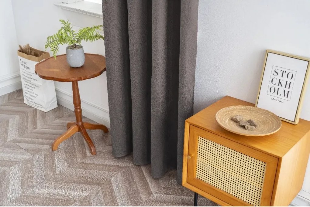 Draperie opaca DUNES VELVET 140x250 cm, gri inchis Agatat: Inele metalice