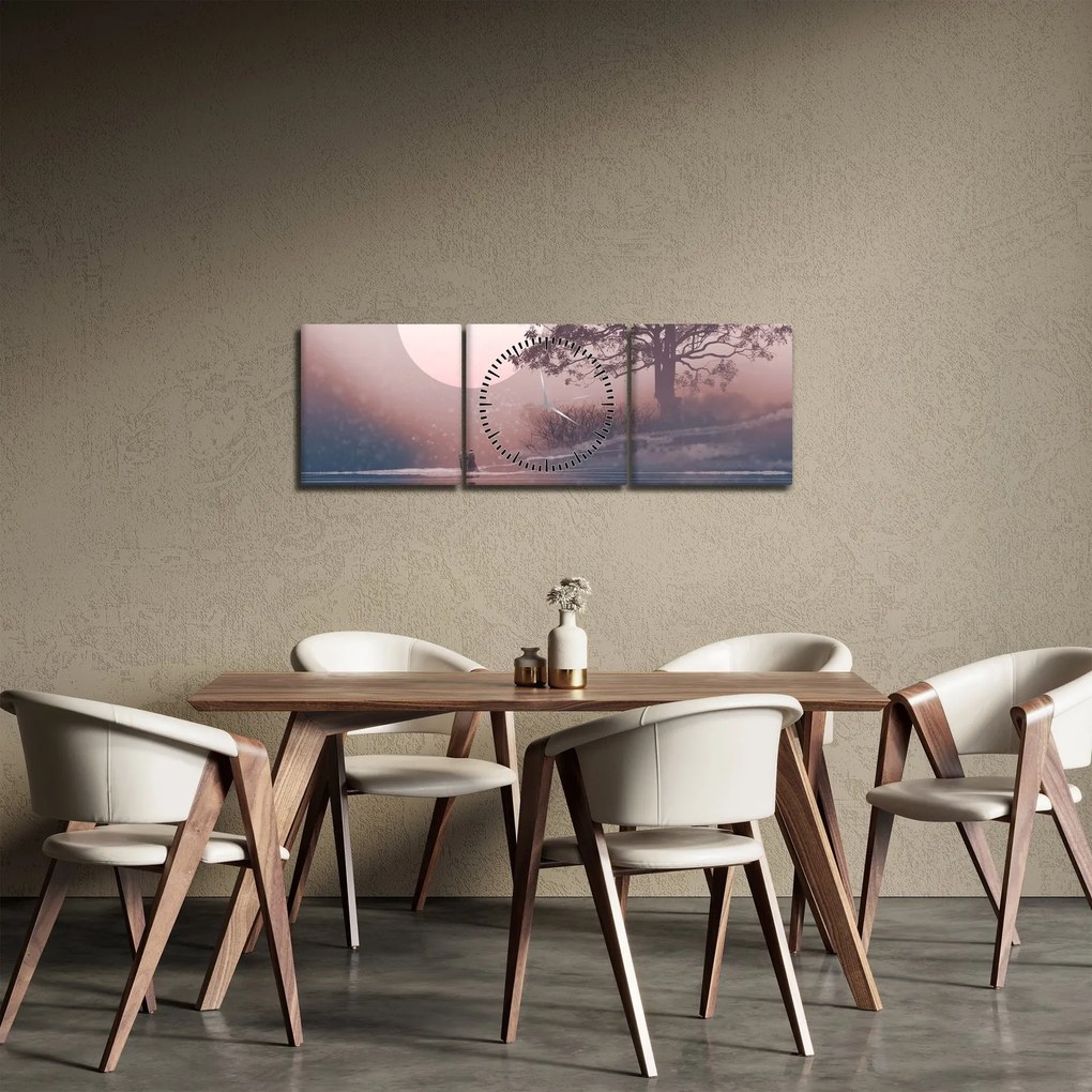 Tablou Perechea îndrăgostită (cu ceas) (90x30 cm)