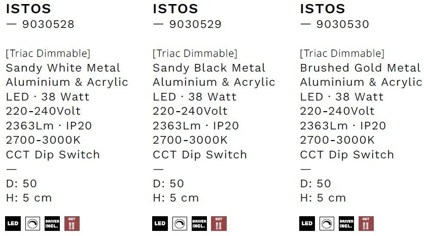 Plafoniera LED design slim ISTOS negru D-50cm
