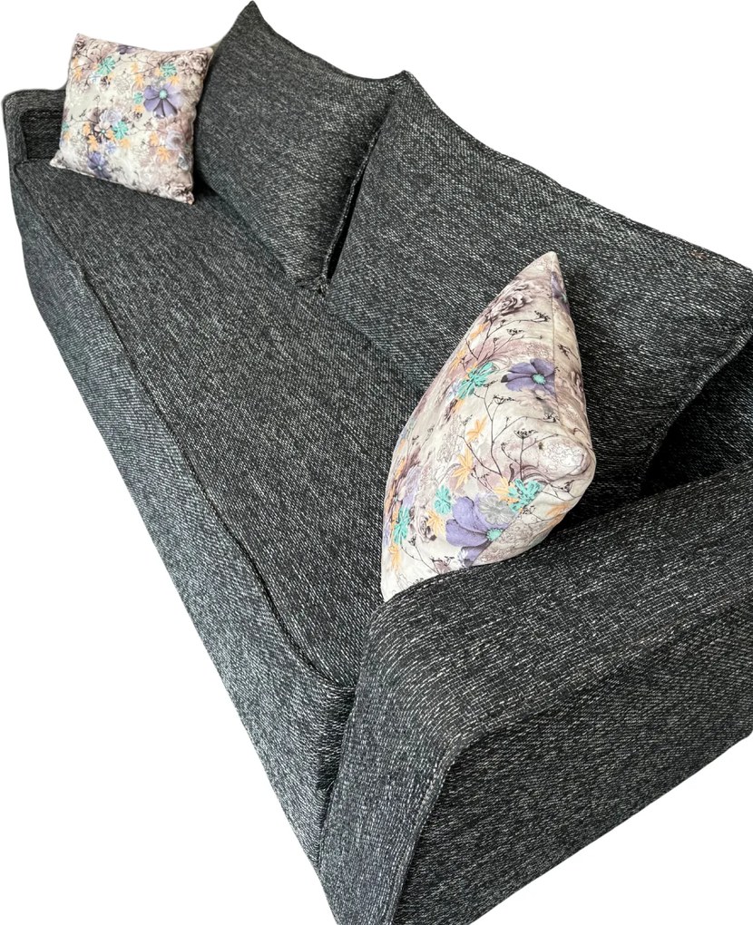 Canapea LARISA extensibila, 3 locuri, lada de depozitare, stofa gri inchis, 220x95x85 Stofa, Gri Inchis