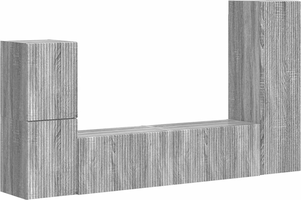 vidaXL Set comodă TV Pe perete 4 pcs Gri Sonoma Lemn compozit