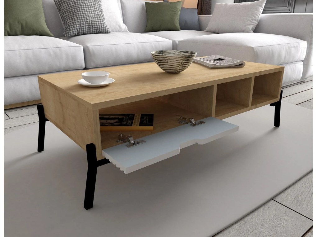 Set mobilier living Ponusetta (Stejar zafir + alb). 1107147