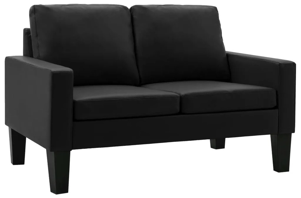 288751 vidaXL Canapea cu 2 locuri, negru, piele ecologică