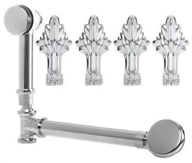 Antica cadă de baie independentă cu picioare și scurgere cromate