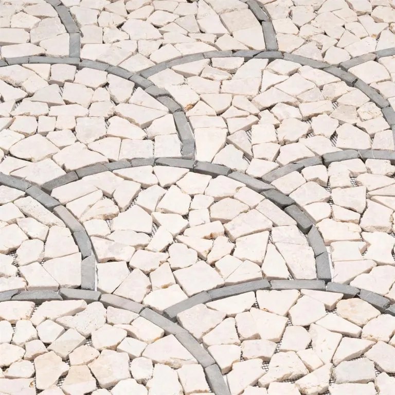 Mozaic din piatră naturală, evantai, bej, 0,98 m²