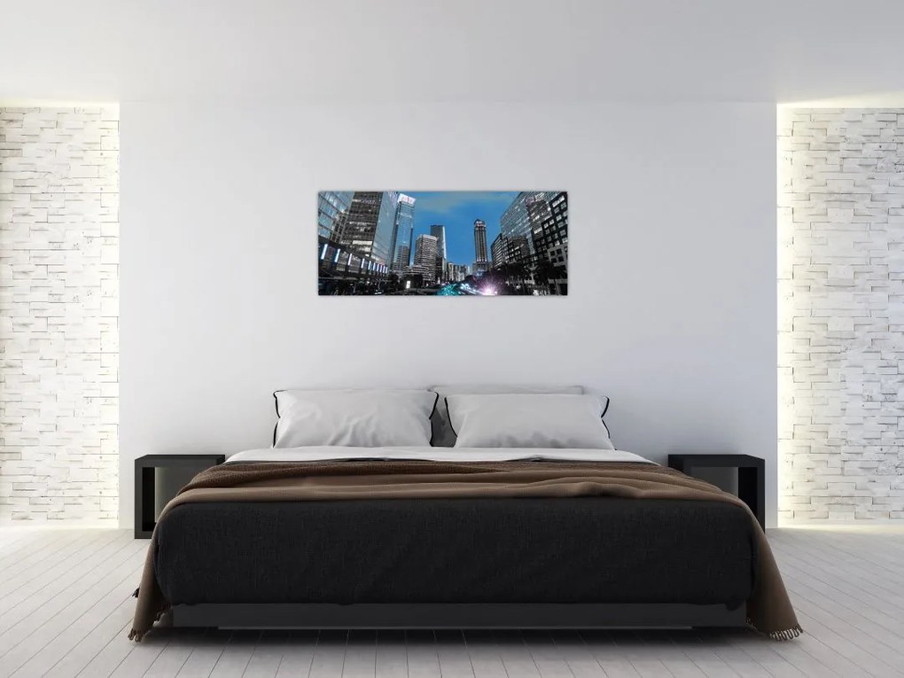 Tablou cu oraș nocturn (120x50 cm)