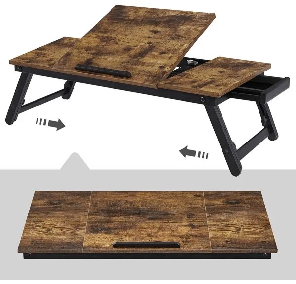 Masă reglabilă pentru laptop LAT pentru pat, maro/negru