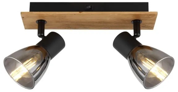 Spot de perete CLAUDE 2xE14/40W/230V negru/lemn Globo 54307-2W
