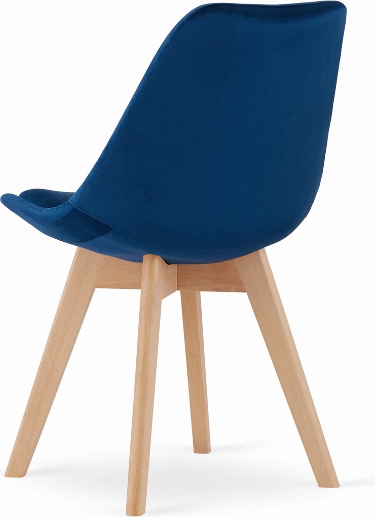 PROMOTIE Scaun albastru DAREN NORI VELVET cu picioare din lemn de fag II. calitate