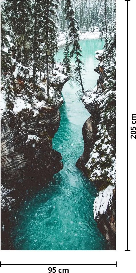 Fototapet pentru ușă - Râul de munte iarna (95x205cm)