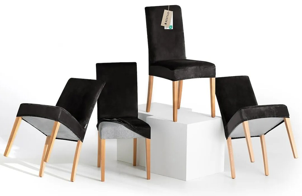 Restilo Husă pentru scaun Sento negru, 48 x 48 x58 + 10 cm, set de 4 bucăți